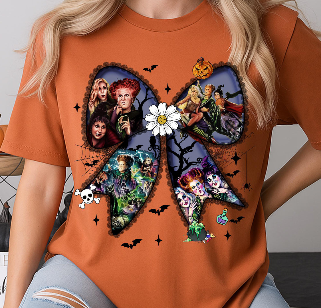 Witch Sisters Bow DTF Transfer - Halloween Ready to Press
