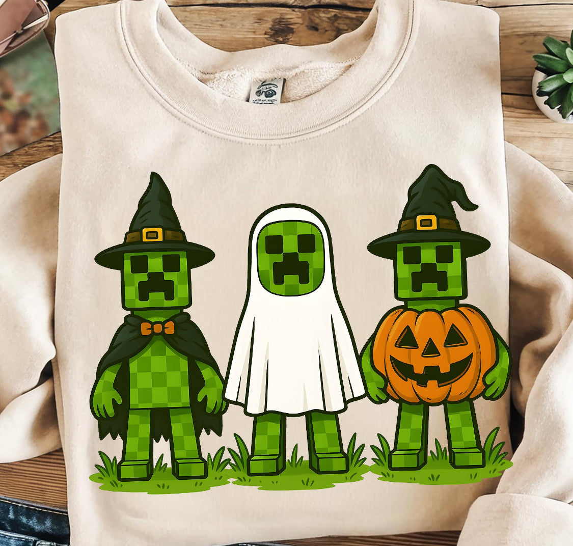 Creeper Halloween DTF Print -Spooky Gamer Trio