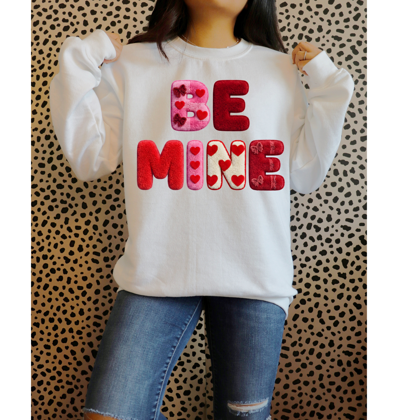 Be Mine - Fuzzy Text With Heart DTF Heat Transfer