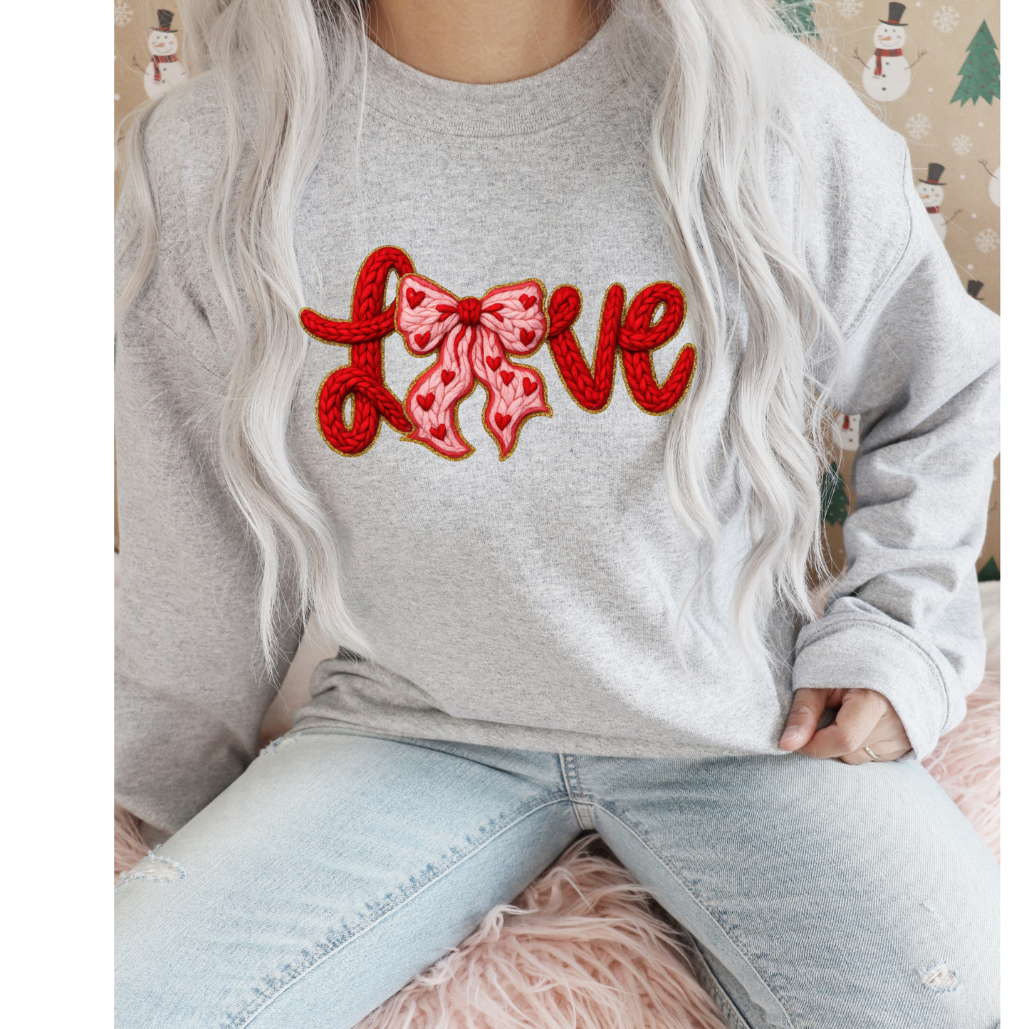 Love Knit Bow - Valentine DTF Heat Tranfer