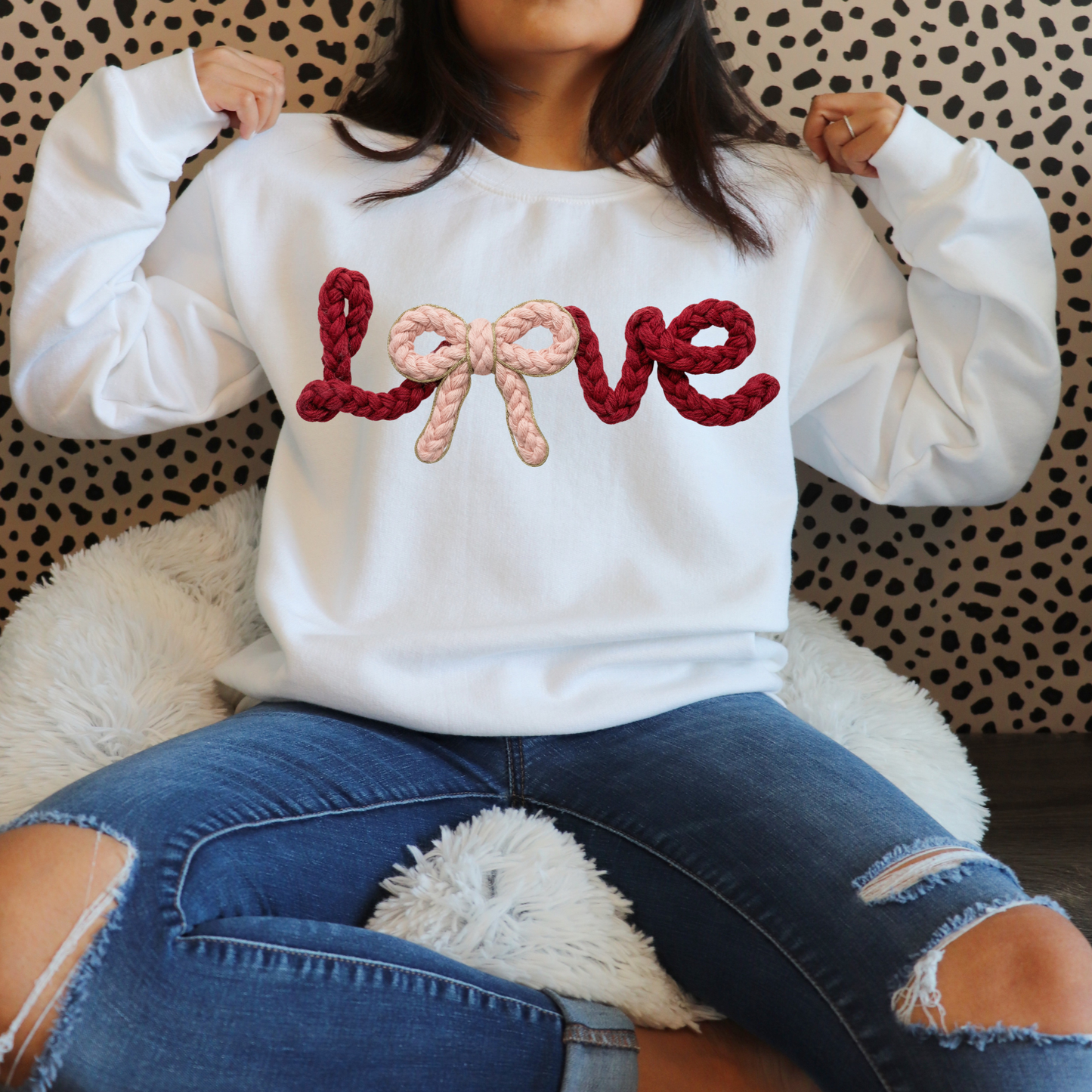 Love Knit Bow - Valentine DTF Heat Tranfer
