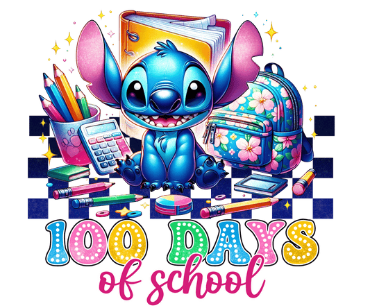 100 Days Of School Blue Alien - DTF Transfer