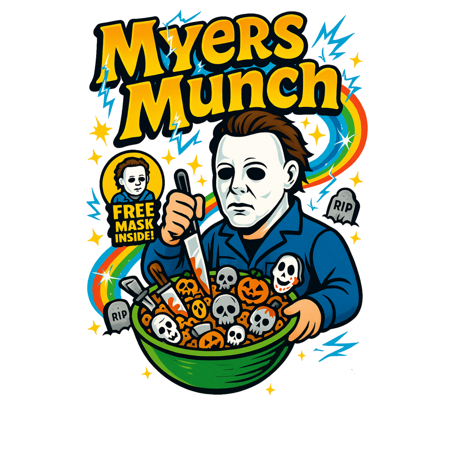 Myers Munch Horror Cereal DTF Transfer- Michael Myers Halloween Design