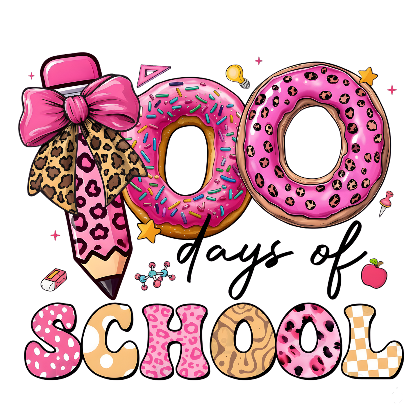100 Days Of School cheetah print - DTF Transfer