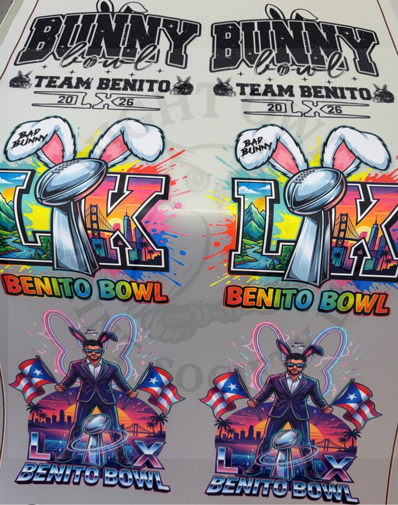 Benito Bowl LX GANG SHEET- DTF Heat Transfer - FootBall Inspired Design