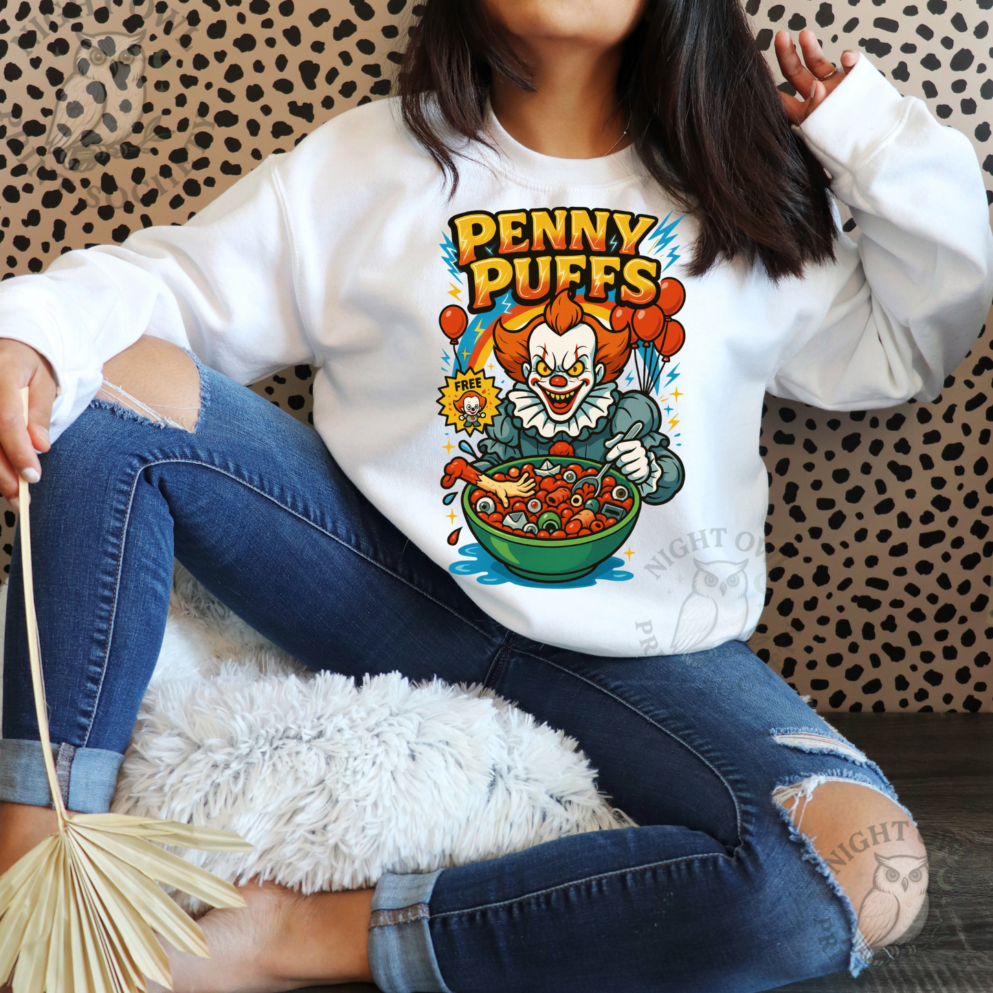 Penny Puffs Horror Cereal DTF Transfer - Creepy Clown Design