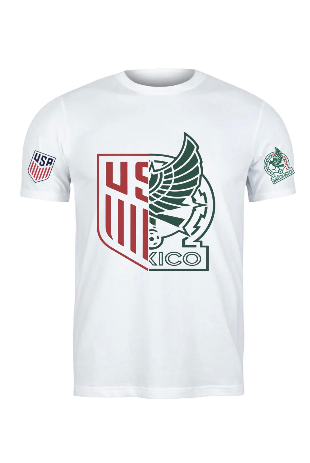 USA x Mexico Split Crest Soccer Fan T-Shirt | Black Graphic Tee