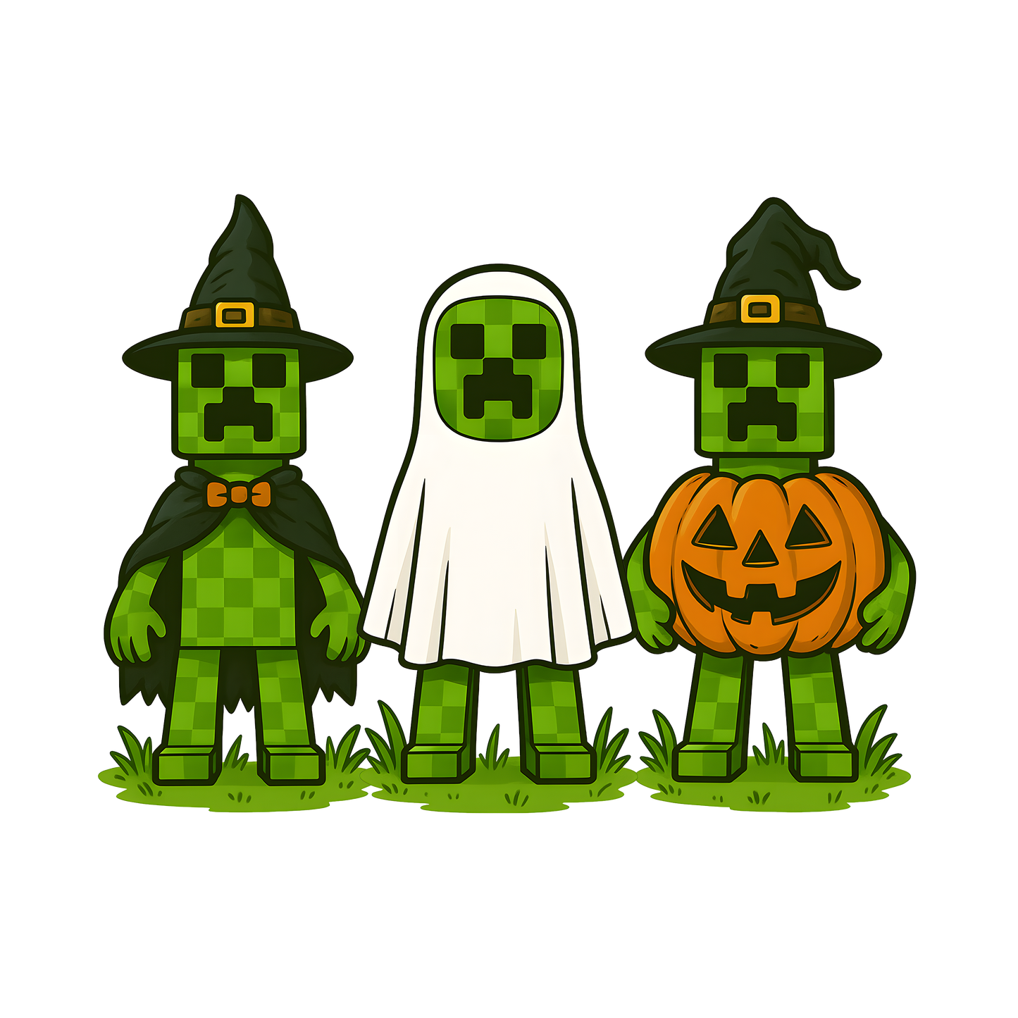 Creeper Halloween DTF Print -Spooky Gamer Trio