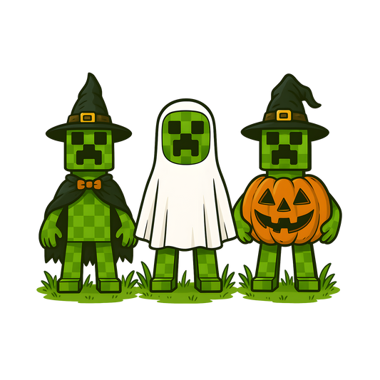Creeper Halloween DTF Print -Spooky Gamer Trio