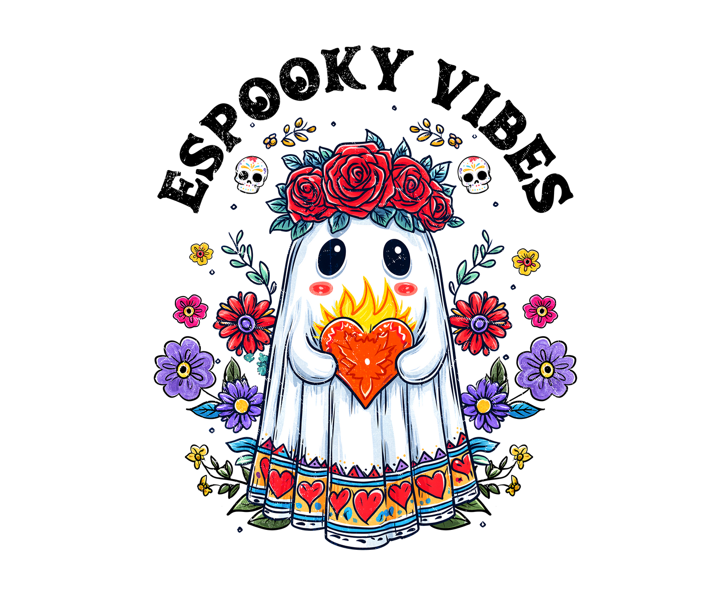 🌸 Spooky Vibes Ghost – DTF Transfer Print 🌸