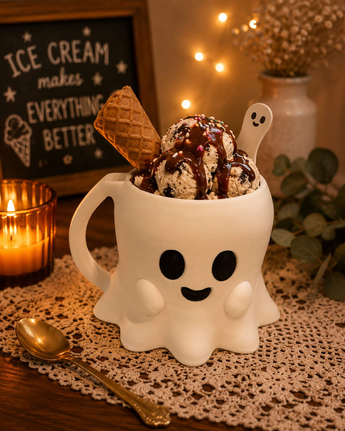 👻 Ghost Ice Cream Pint Holder Mug