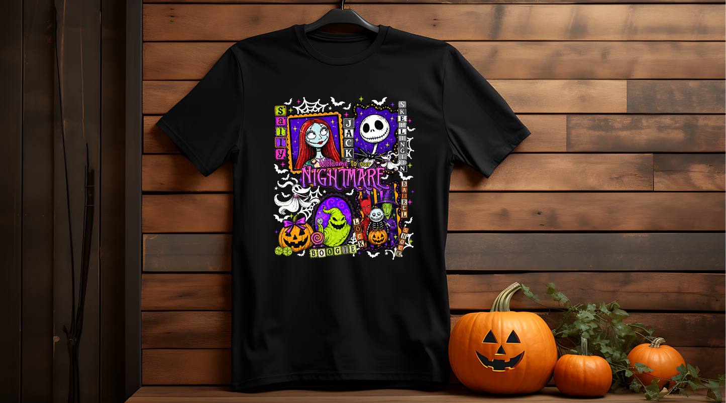 Welcome to Our Nightmare Halloween Shirt | Jack & Sally Inspired Spooky Graphic Tee | Oogie Boogie Halloween Shirt | Gothic Fall Unisex T-Shirt