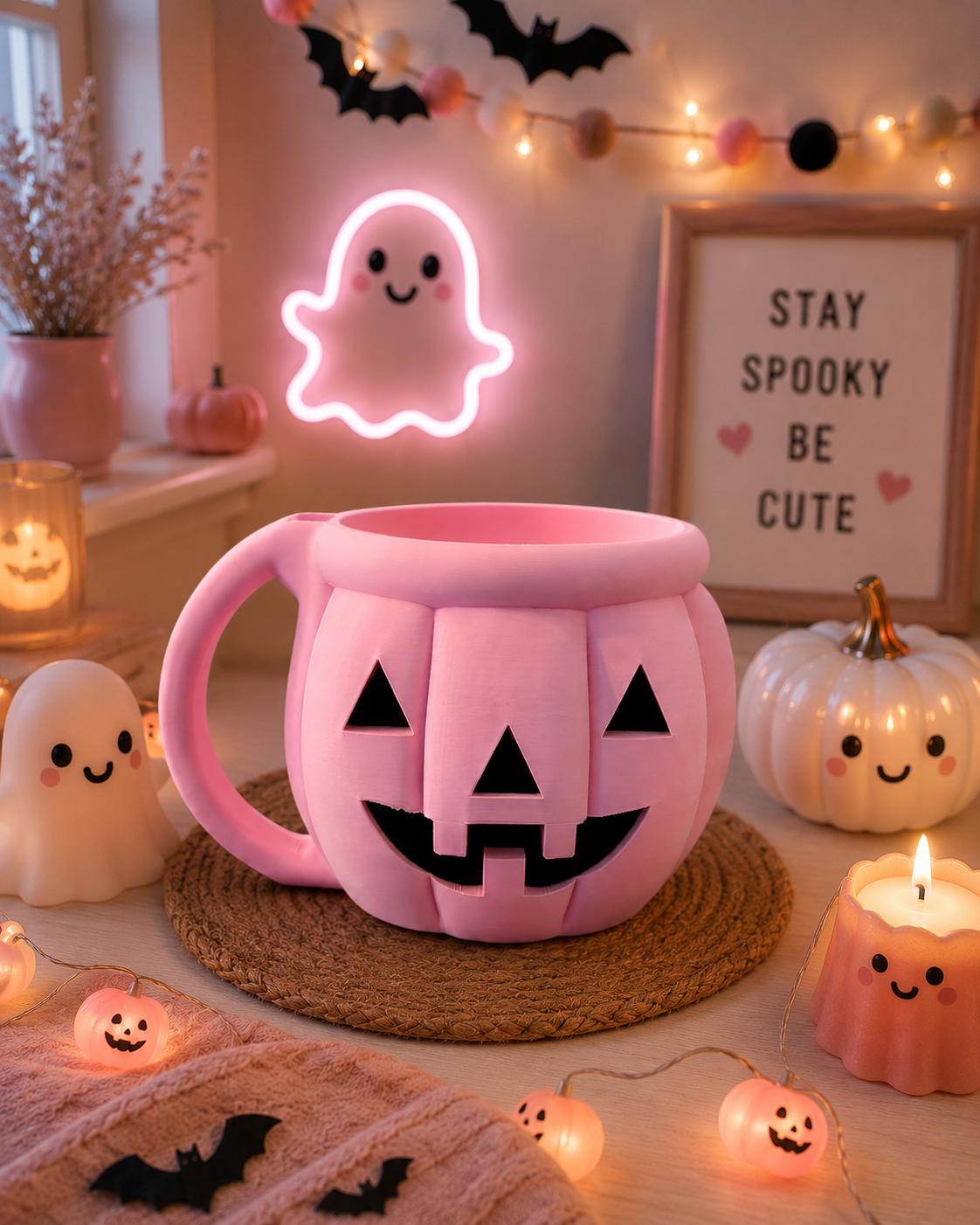 🩷🎃 Jack-O’-Lantern (Pink)- Ice Cream Pint Holder