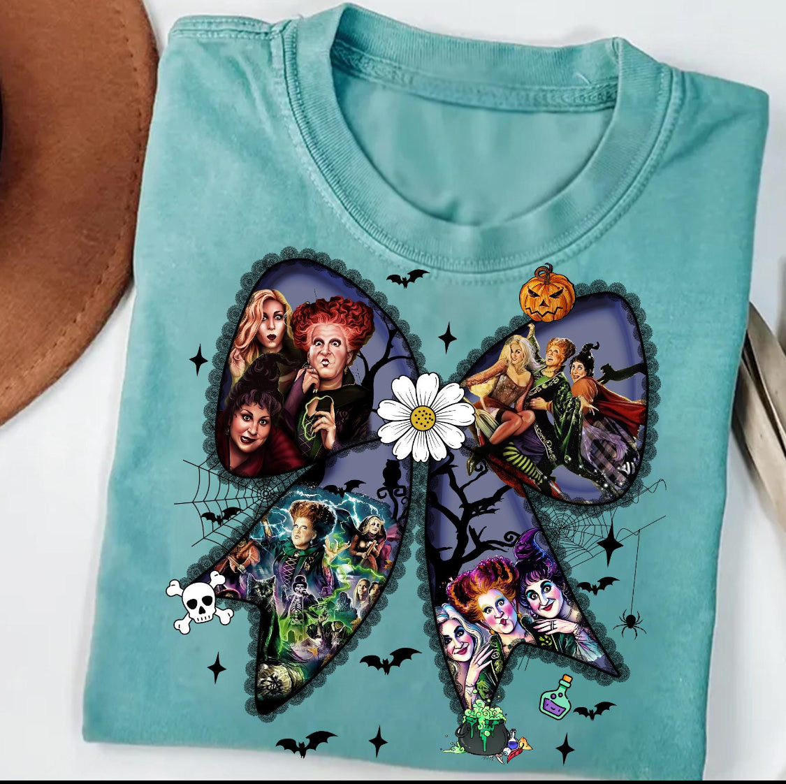 Witch Sisters Bow DTF Transfer - Halloween Ready to Press