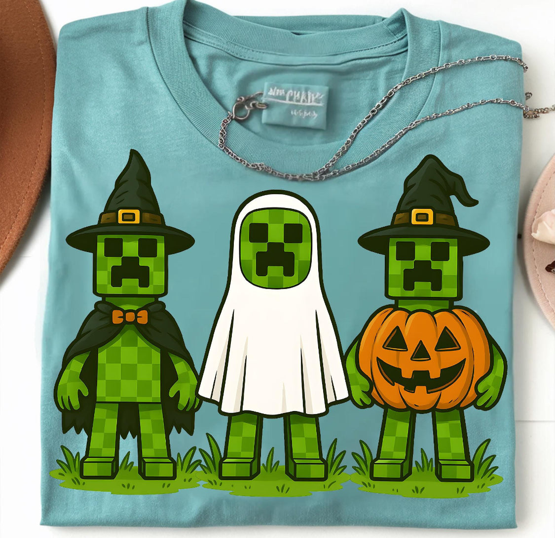 Creeper Halloween DTF Print -Spooky Gamer Trio