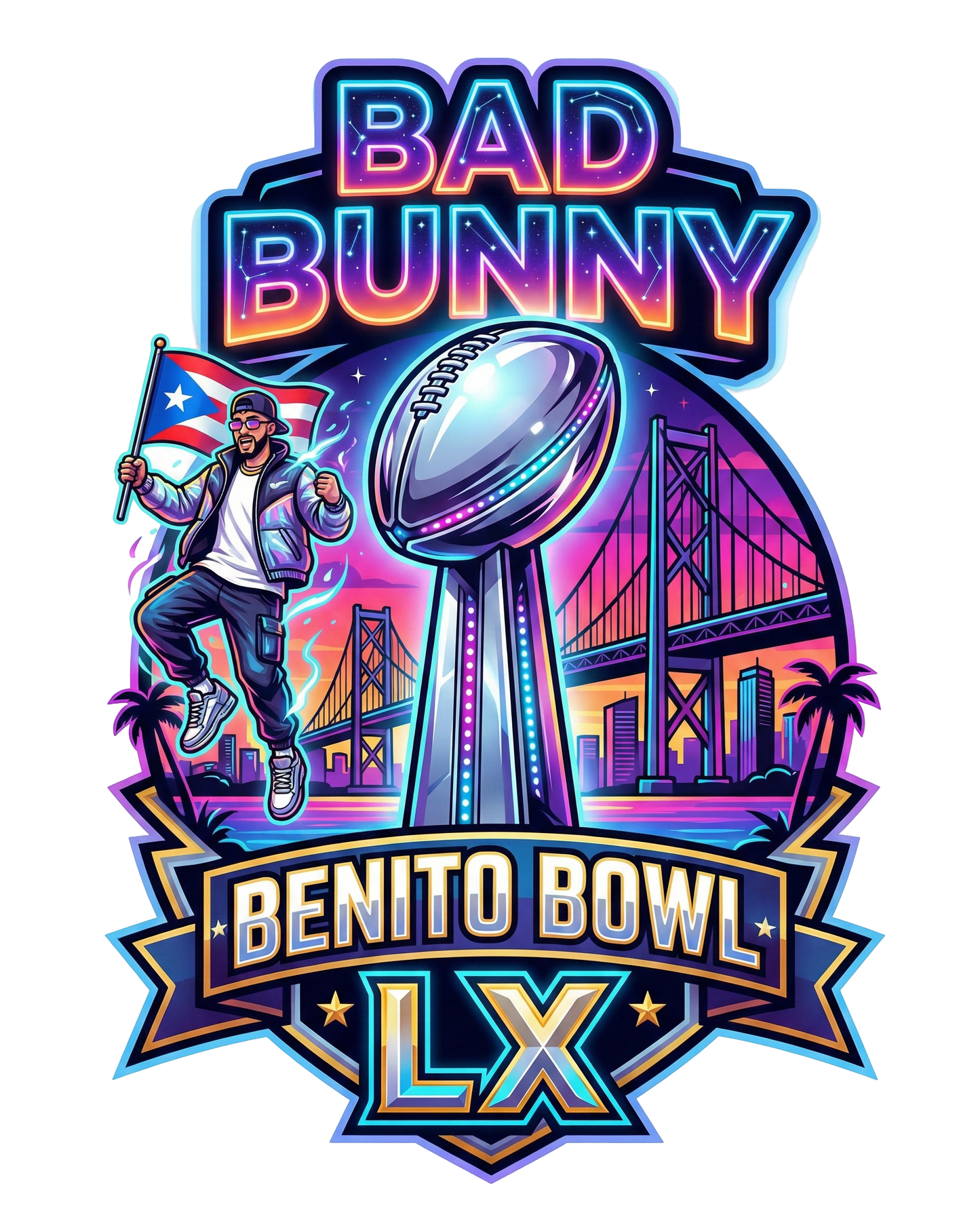 Benito Bowl LX- DTF Heat Transfer - FootBall Inspired Design