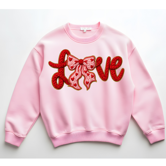 Love Knit Bow - Valentine DTF Heat Tranfer