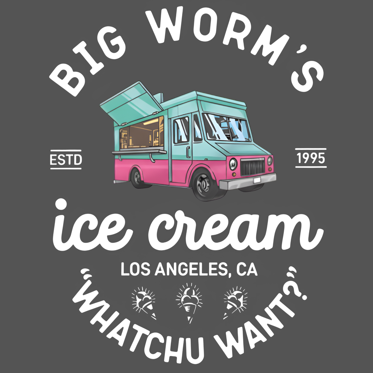 Big Worm Ice Cream - 90's Comedy Inspired DTF Tranfer