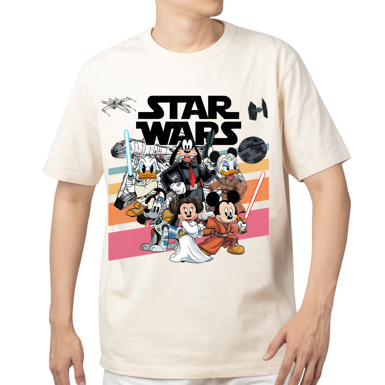 Galaxy Cartoon Mashup Graphic T-shirt - Space Adventure Retro Style Tee